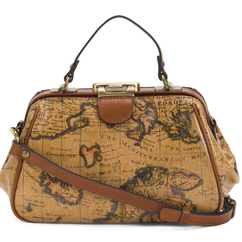 Patricia Nash Limited Edition Leather Gracchi Framed Satchel European Map Print